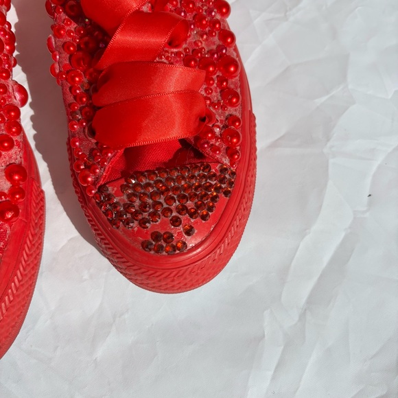 Converse Women's Red Embellished Sneakers - Picture 11 of 13